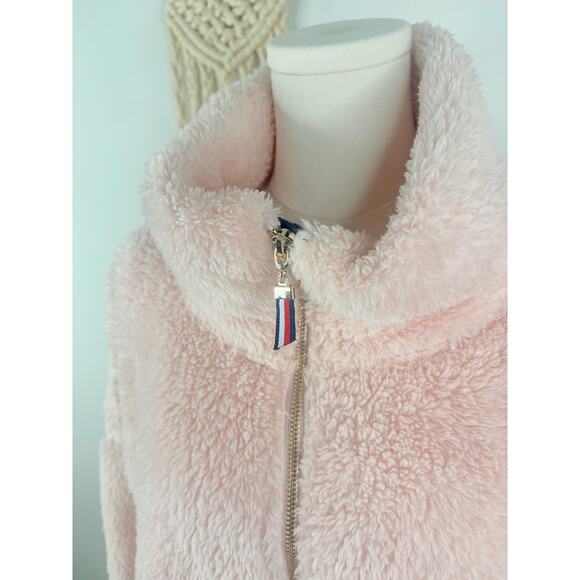 Tommy Hilfiger Pink Faux Fur Half Zip Pullover Teddy Jacket Large - Picture 4 of 7